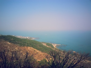 view of the Korean coast from the Buddha statue